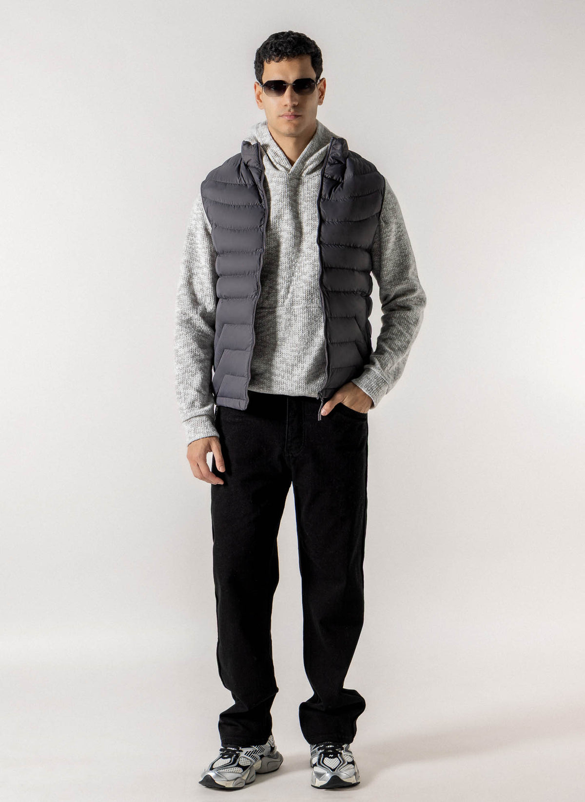 FLEECE LINED HOODED PUFFER VEST