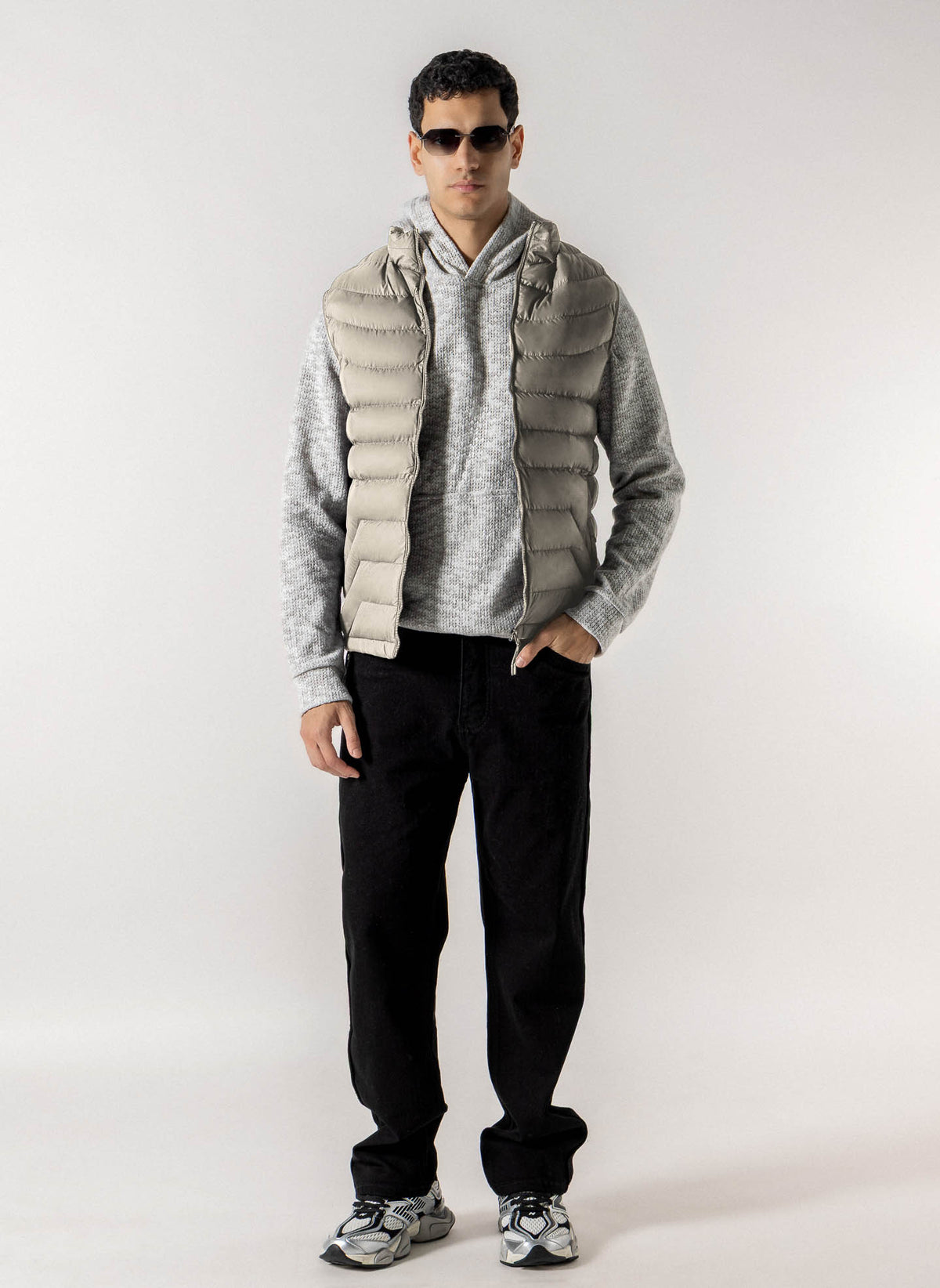 FLEECE LINED HOODED PUFFER VEST