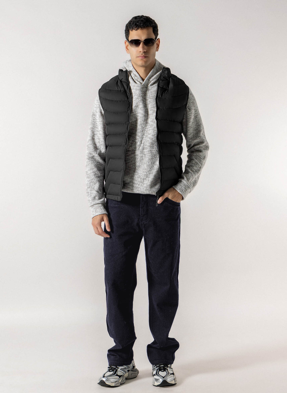 FLEECE LINED HOODED PUFFER VEST