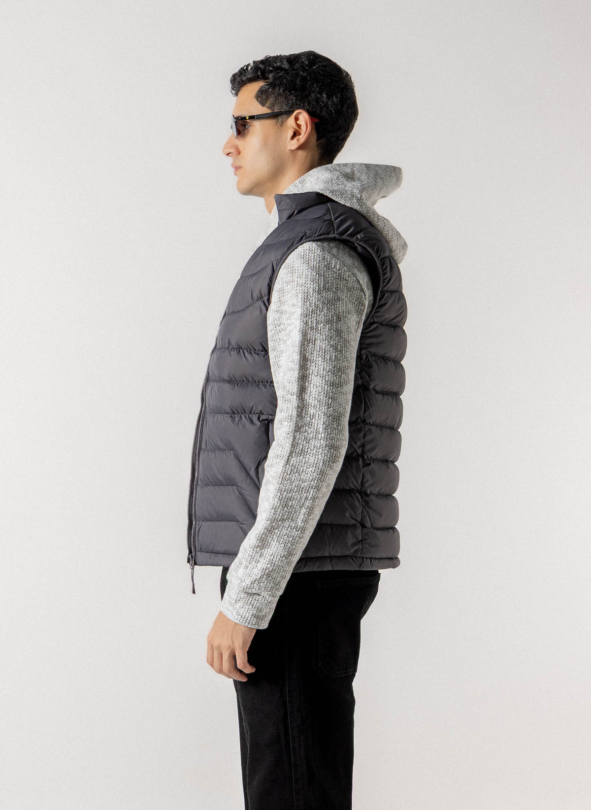FLEECE LINED HOODED PUFFER VEST