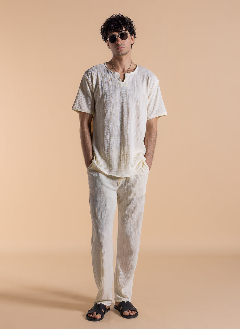 TEXTURED LIGHTWEIGHT TROUSER SET