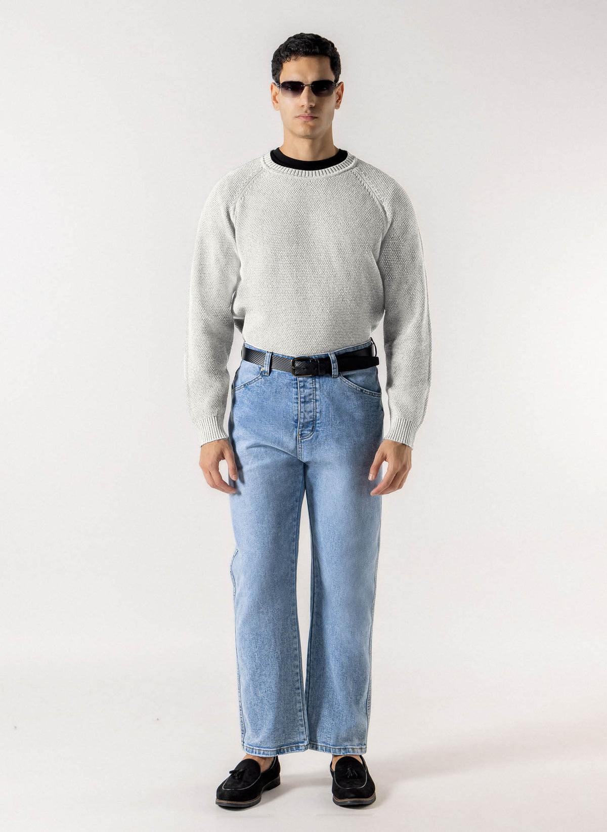 TEXTURED RAGLAN CREW NECK SWEATER