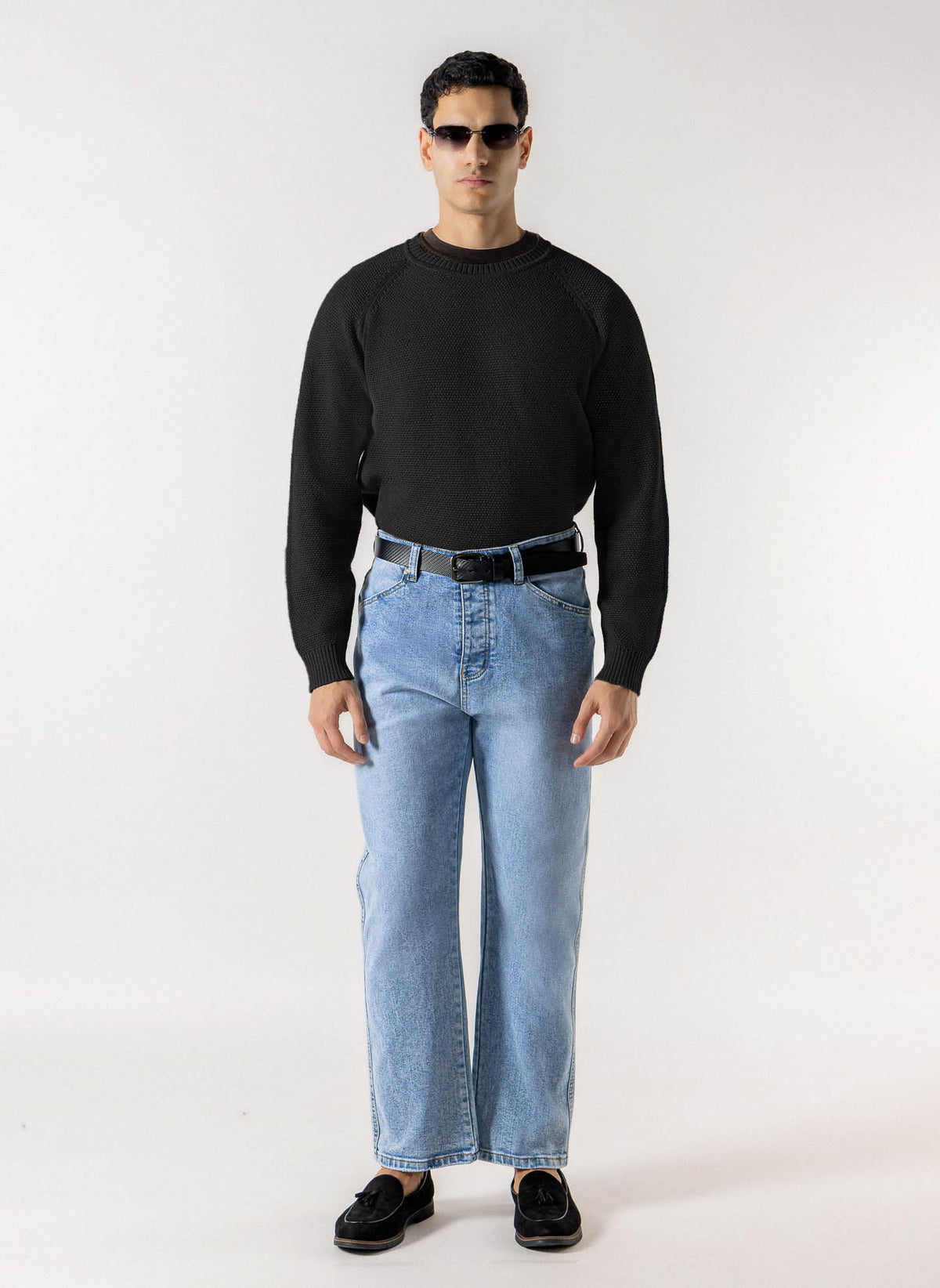 TEXTURED RAGLAN CREW NECK SWEATER