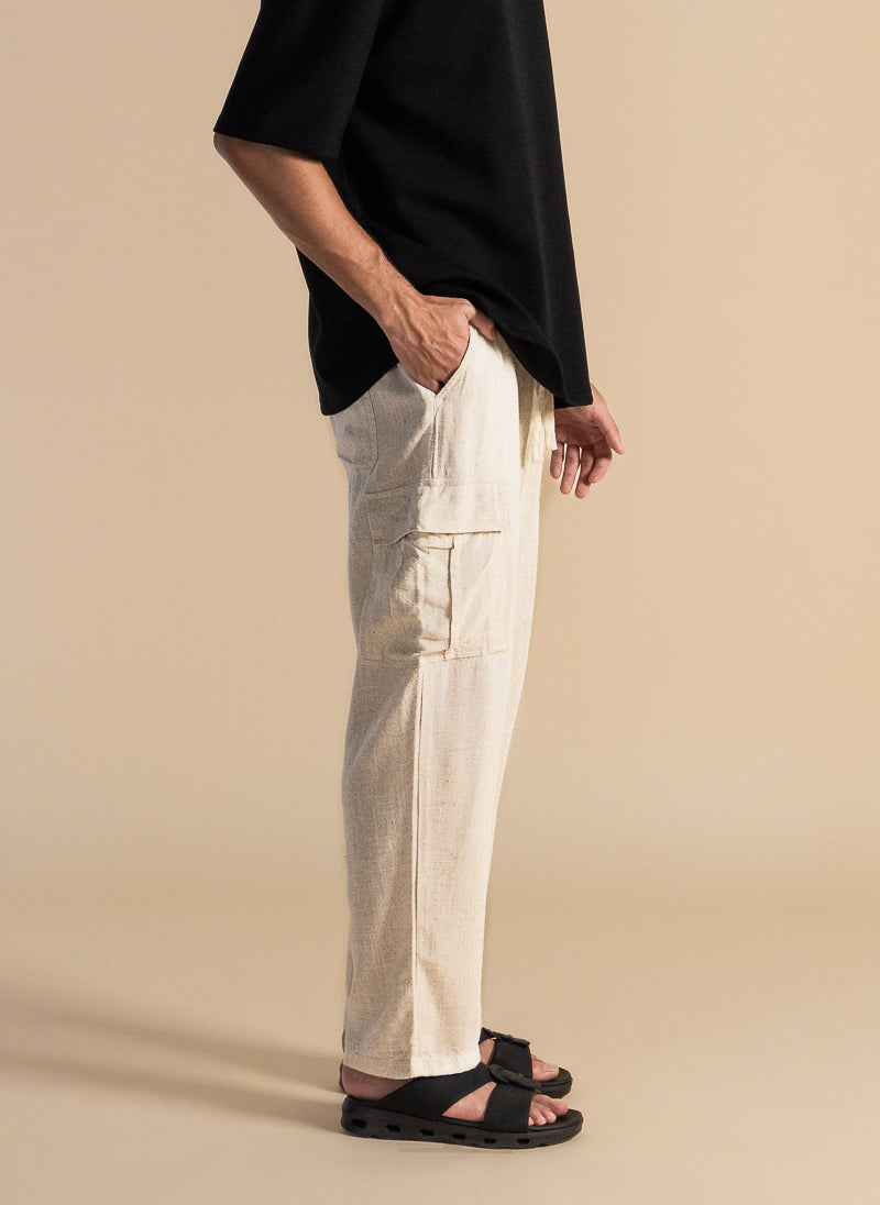 COMFORT LINEN CARGO TROUSERS