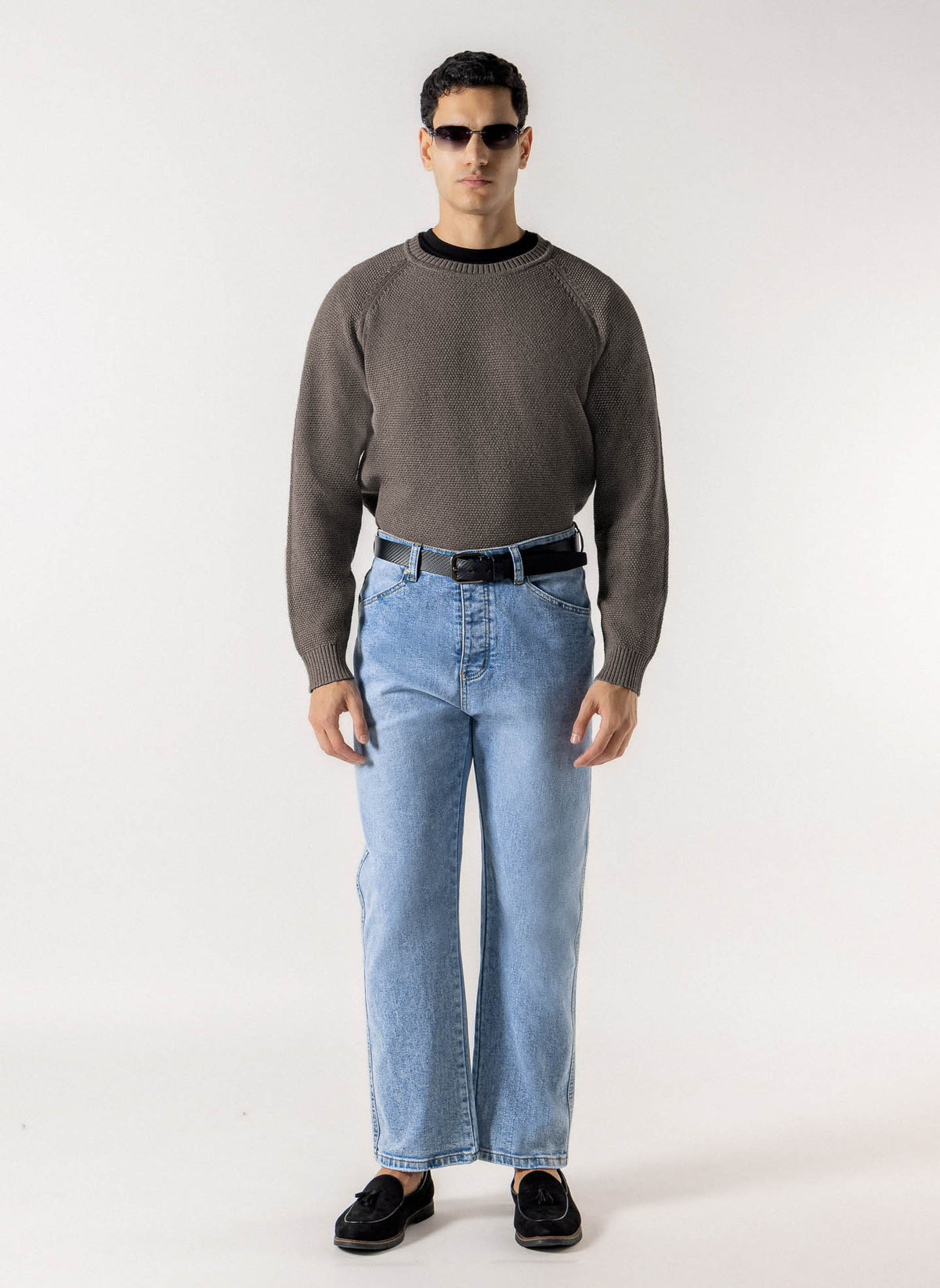TEXTURED RAGLAN CREW NECK SWEATER