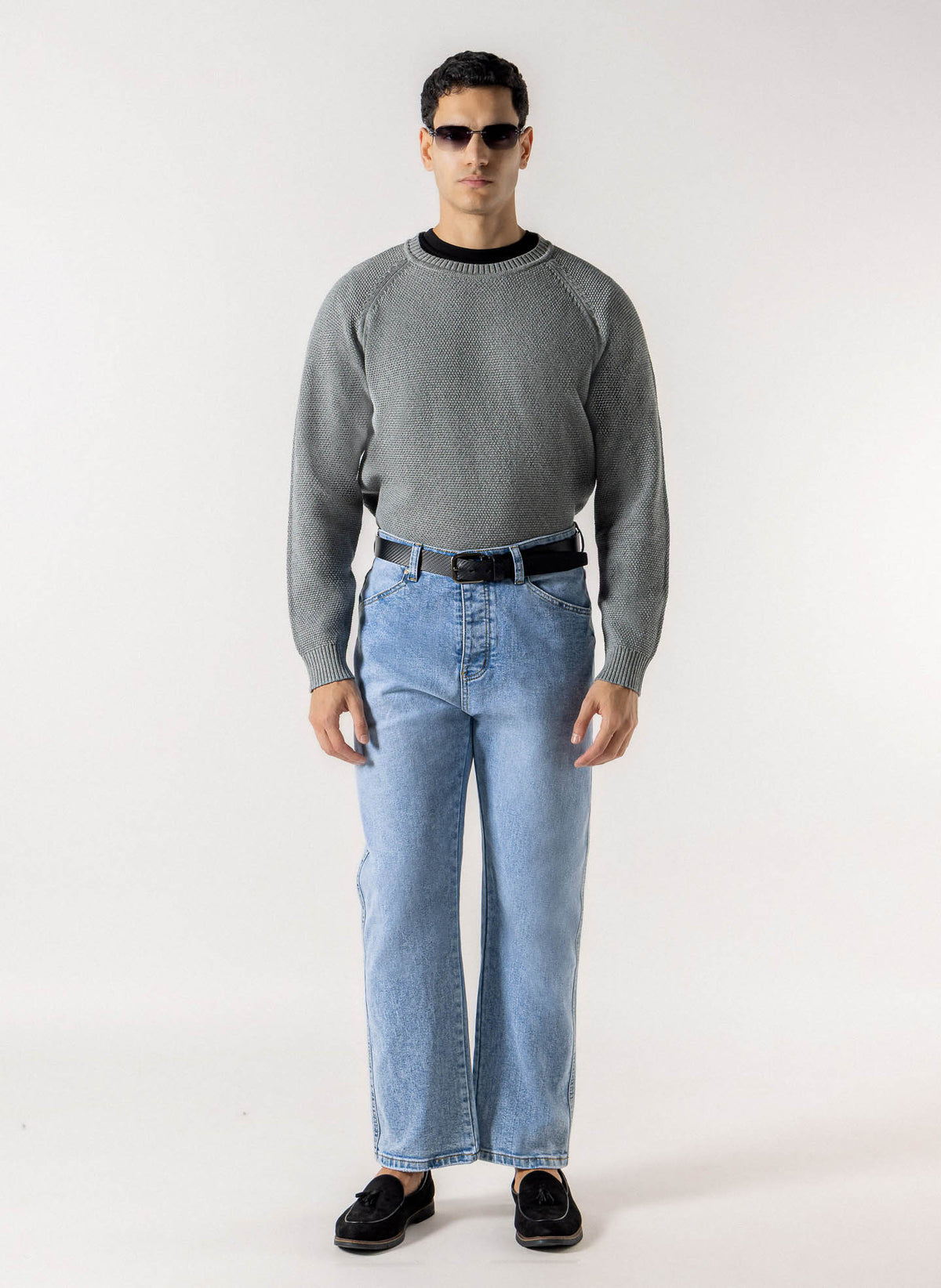 TEXTURED RAGLAN CREW NECK SWEATER