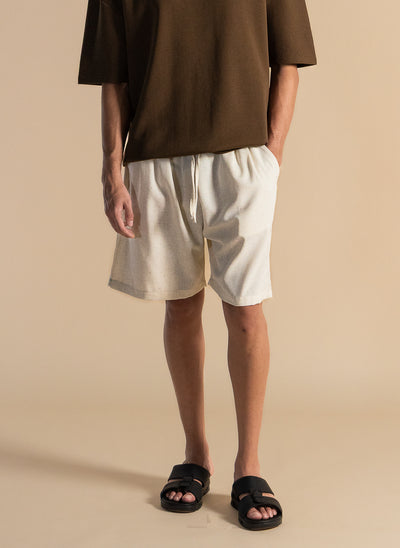 LINEN BLEND JOGGER WAIST SHORTS