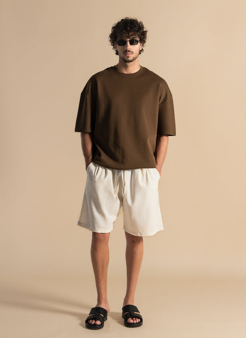 LINEN BLEND JOGGER WAIST SHORTS