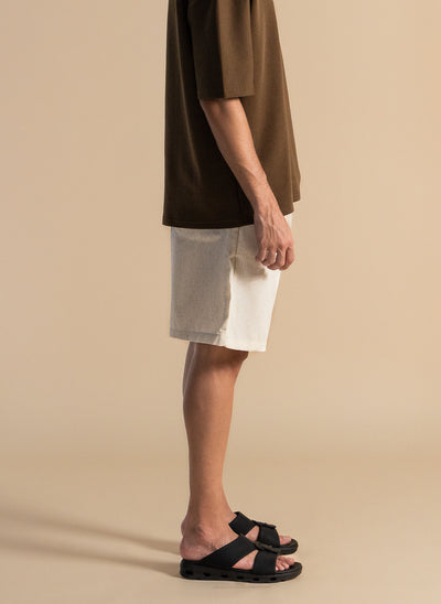 LINEN BLEND JOGGER WAIST SHORTS