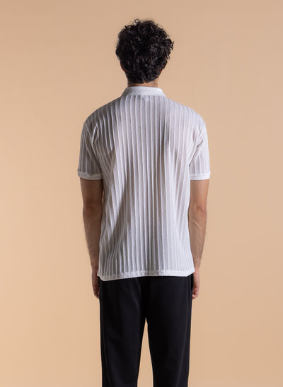 TEXTURED ZIPPER DETIAL POLO SHIRT