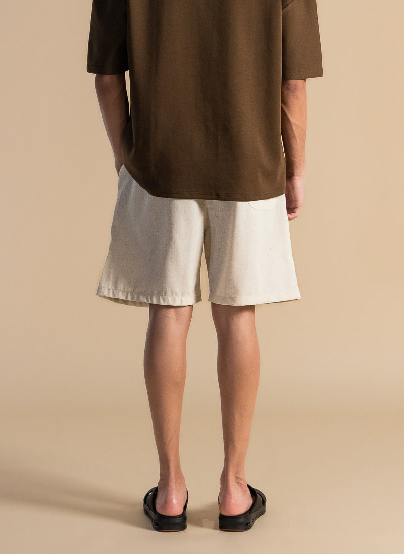 LINEN BLEND JOGGER WAIST SHORTS