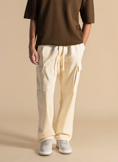 STRAIGHT FIT DENIM CARGO TROUSERS