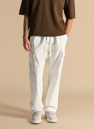 STRAIGHT FIT DENIM CARGO TROUSERS