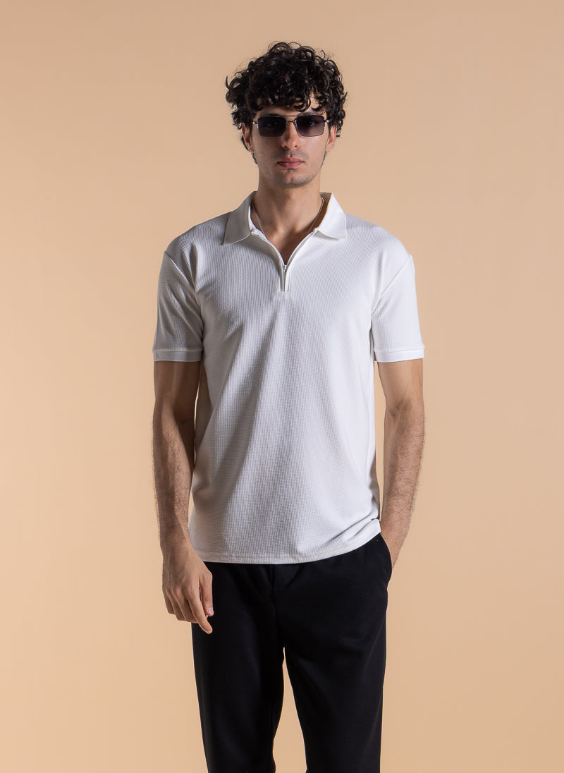 SLIM ZIPPER DETAIL POLO SHIRT