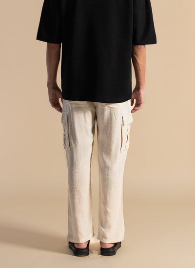 COMFORT LINEN CARGO TROUSERS