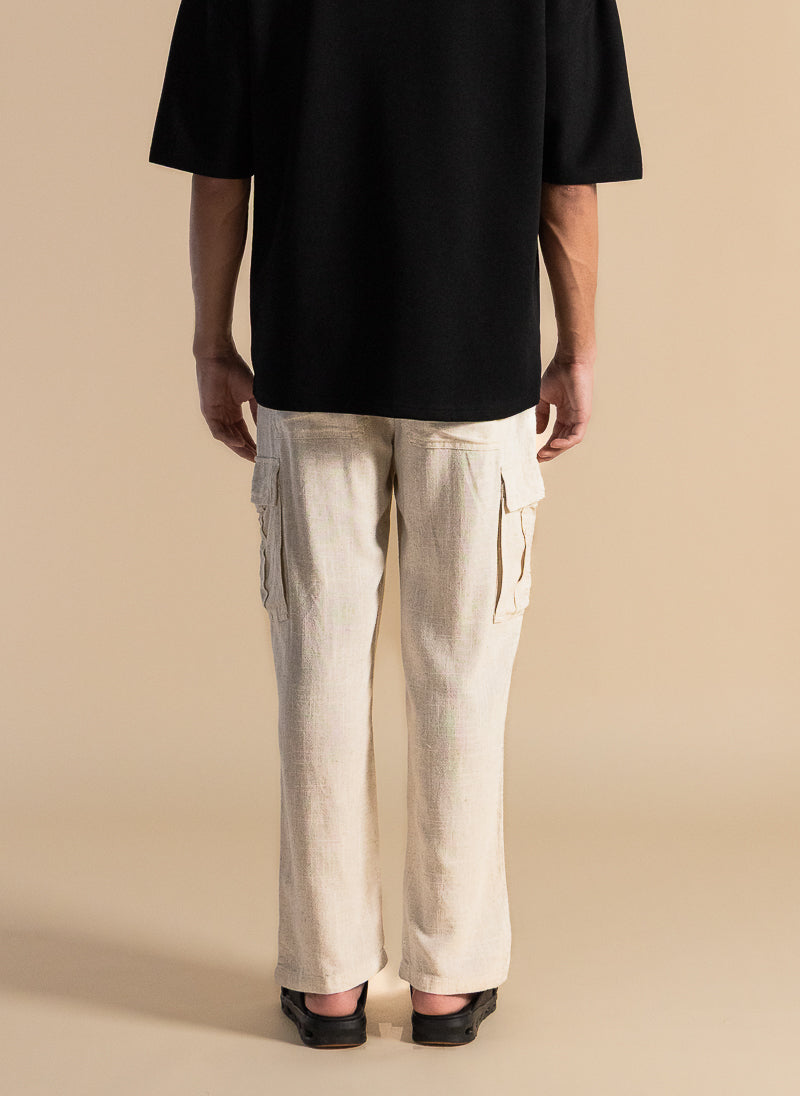 COMFORT LINEN CARGO TROUSERS