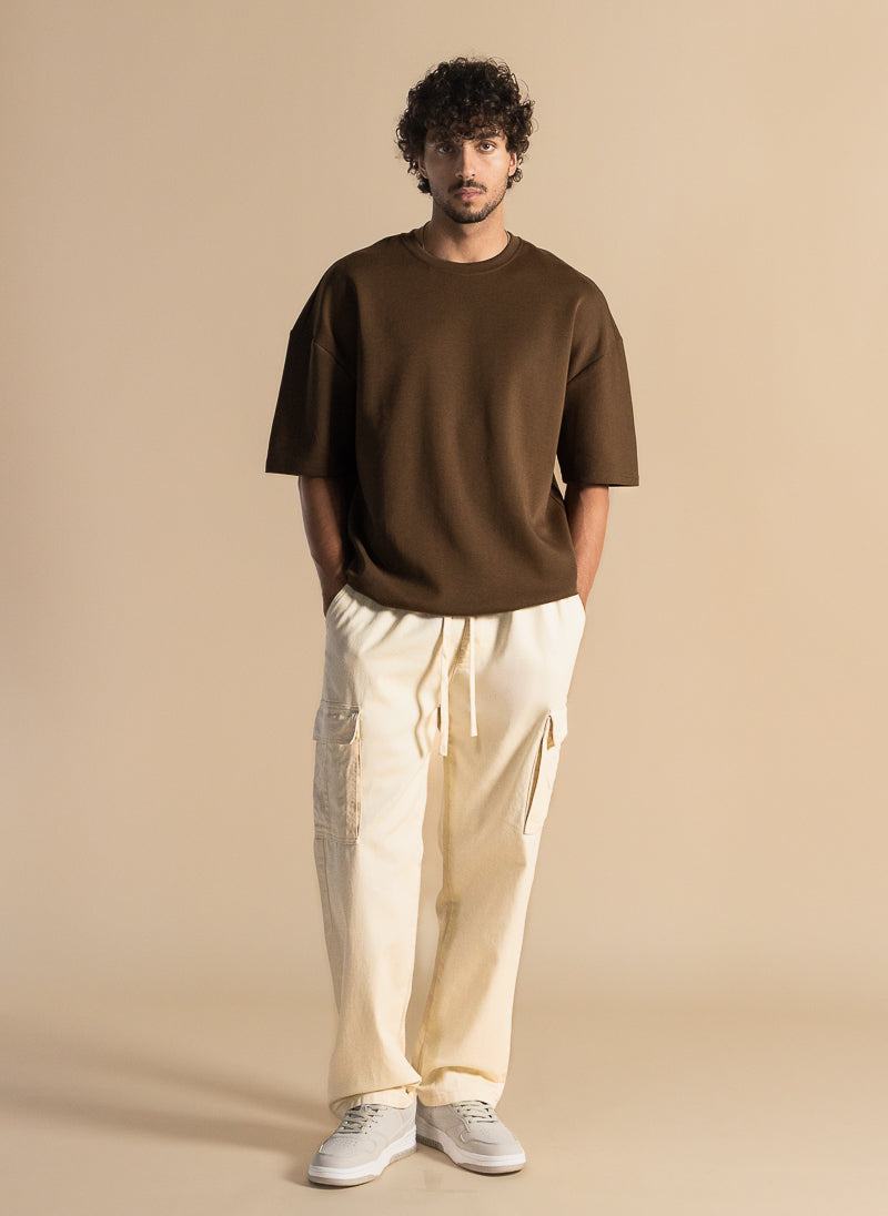 STRAIGHT FIT DENIM CARGO TROUSERS
