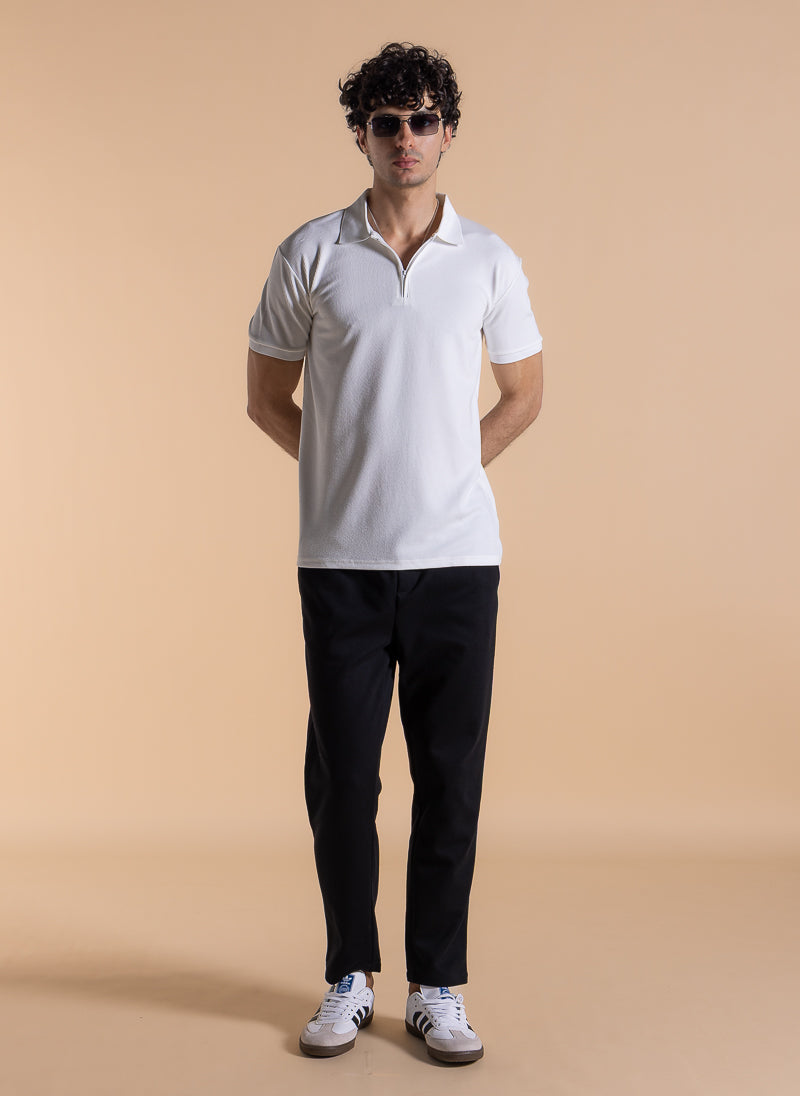 SLIM ZIPPER DETAIL POLO SHIRT