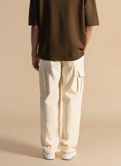 STRAIGHT FIT DENIM CARGO TROUSERS