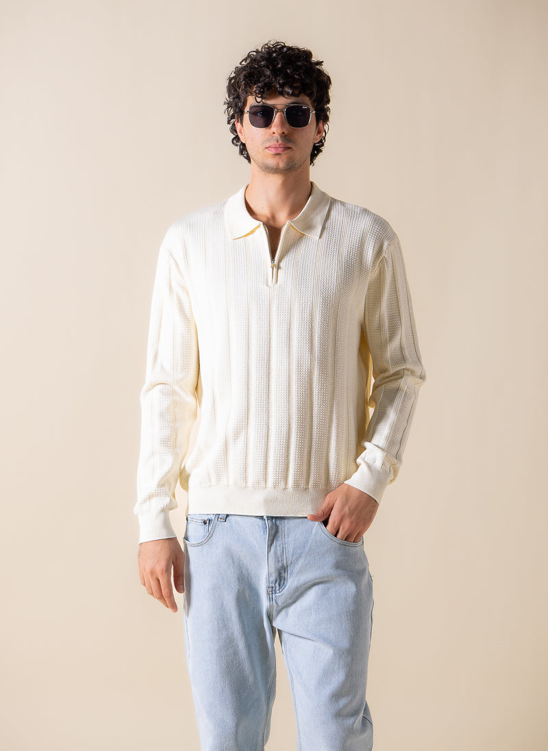 ZIPPER DETAIL POLO SHIRT