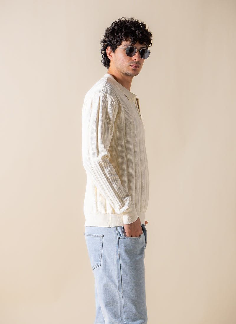 ZIPPER DETAIL POLO SHIRT