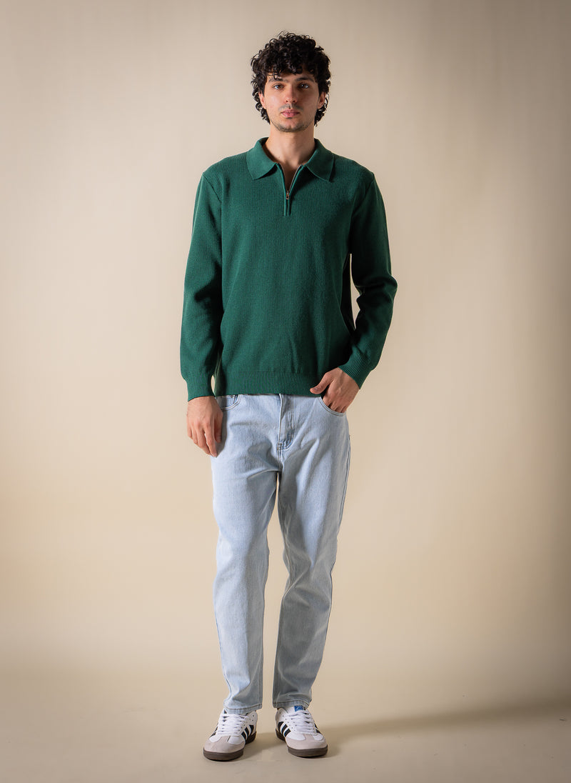 KNITTED POLO SHIRT WITH ZIP