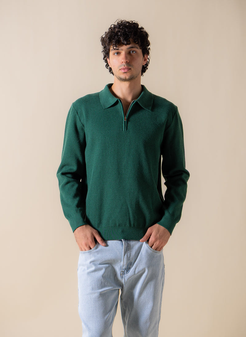 KNITTED POLO SHIRT WITH ZIP
