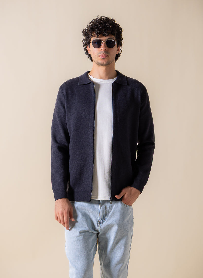 FINE KNIT ZIP-UP JACKET