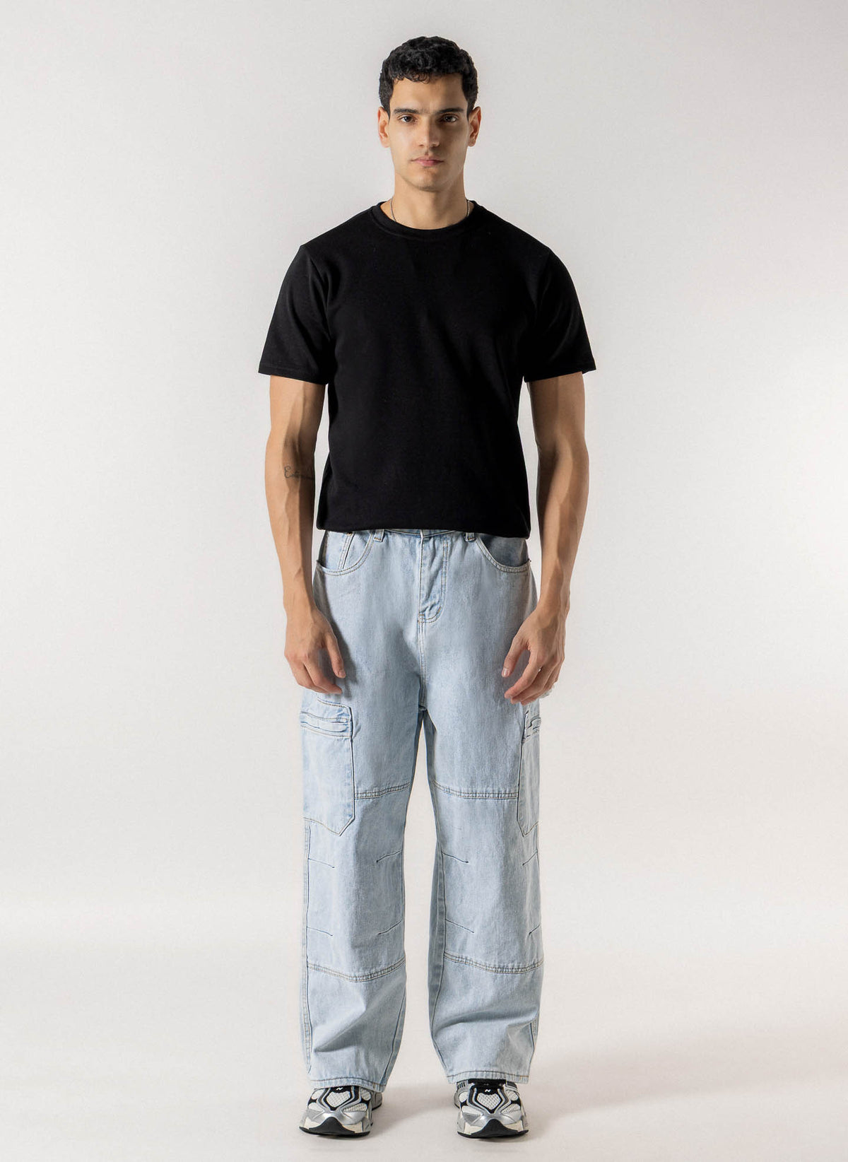WIDE LEG UTILITY DENIM JEANS