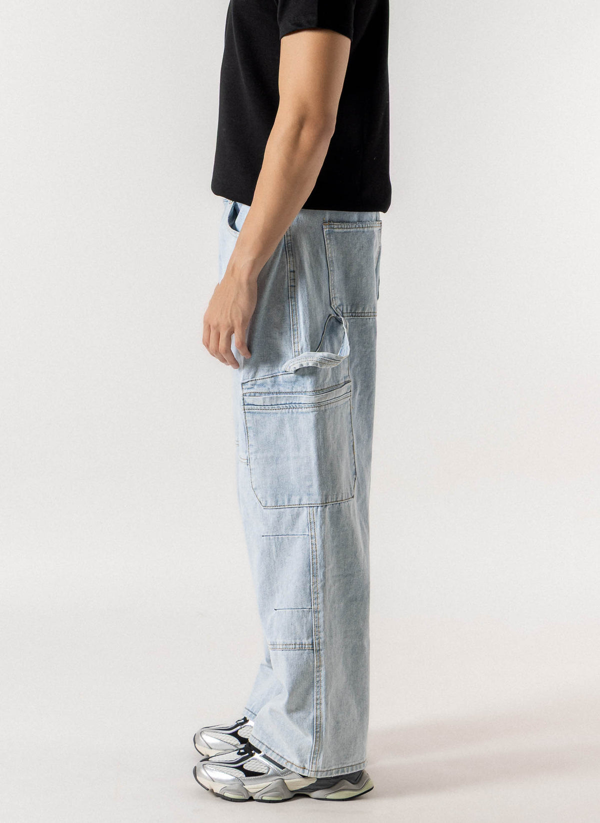 WIDE LEG UTILITY DENIM JEANS