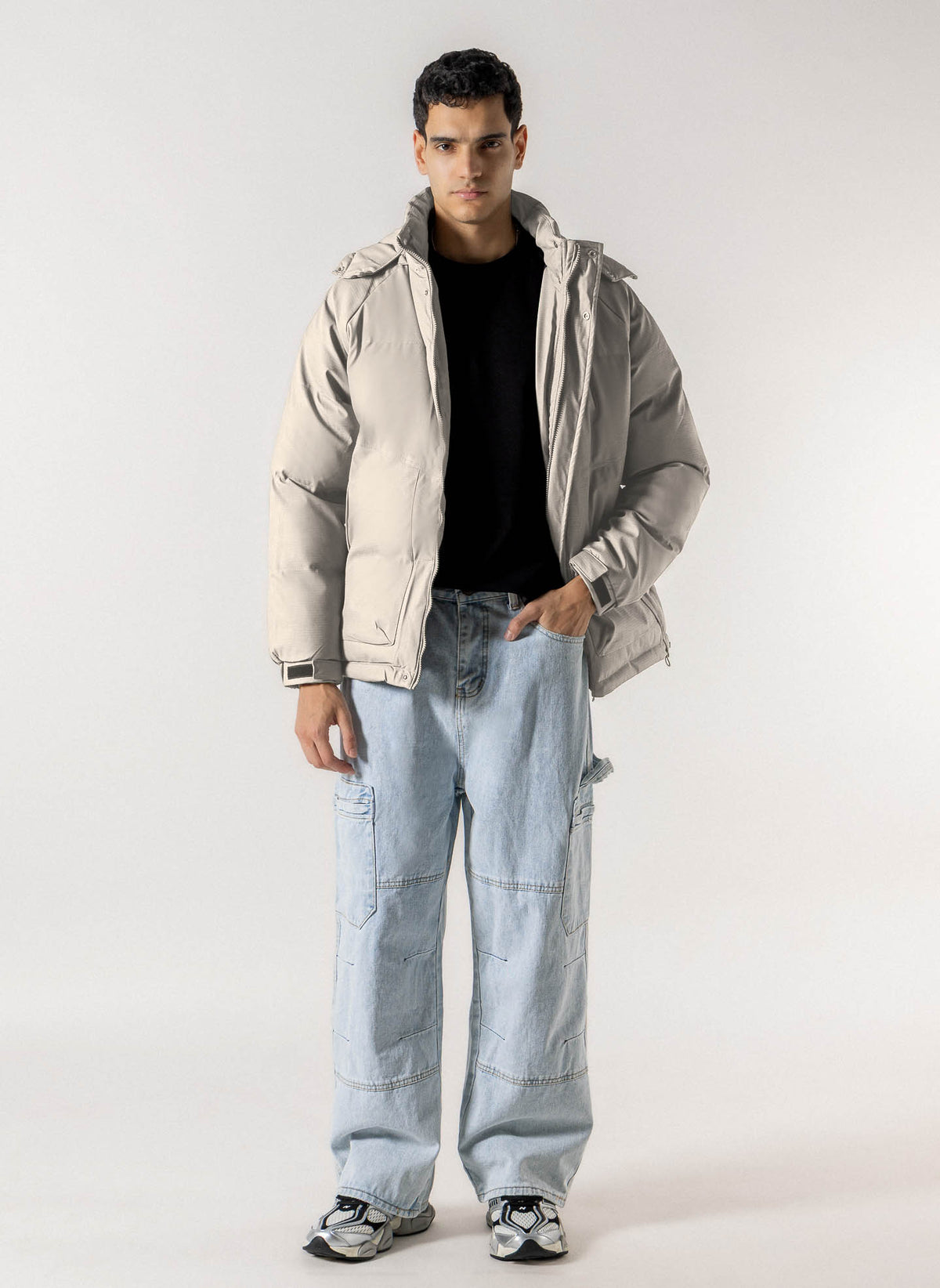 TEXTURED QUILTED PUFFER JACKET