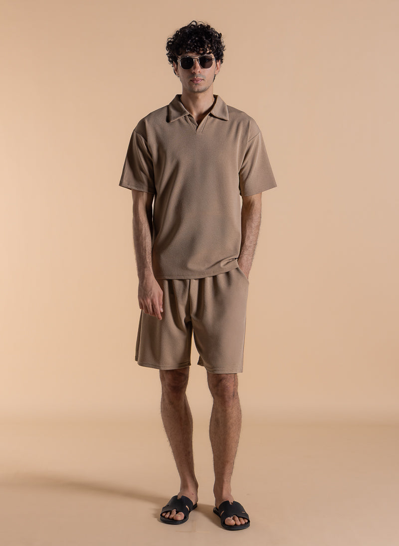TEXTURED POLO SHIRT SET