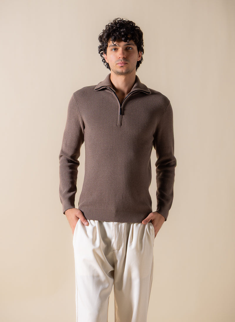 KNITTED QUARTER-ZIP JUMPER