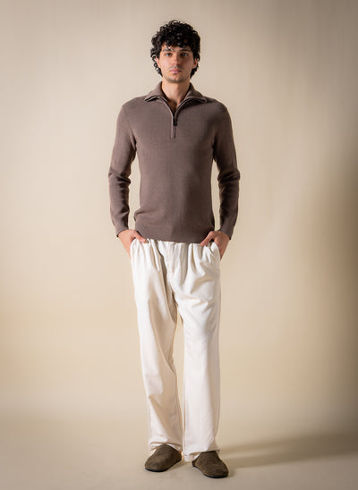 KNITTED QUARTER-ZIP JUMPER