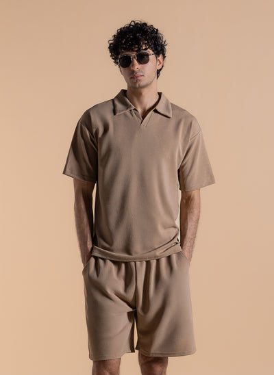 TEXTURED POLO SHIRT SET