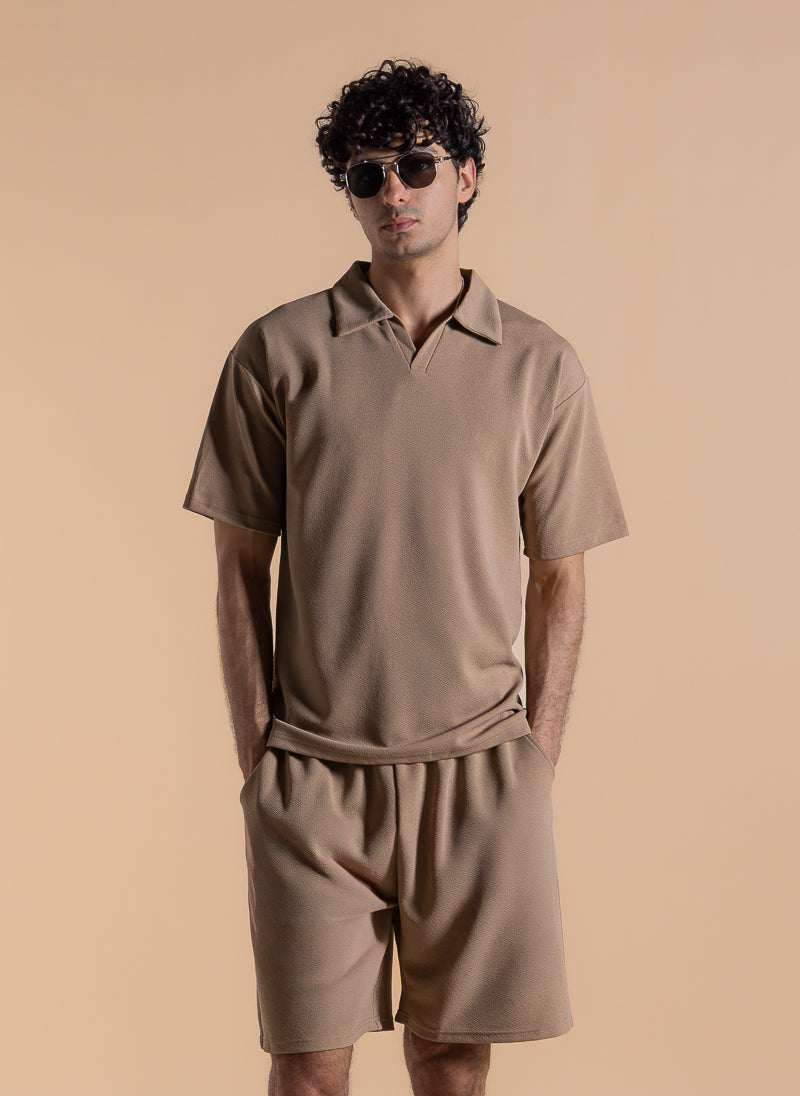 TEXTURED POLO SHIRT SET