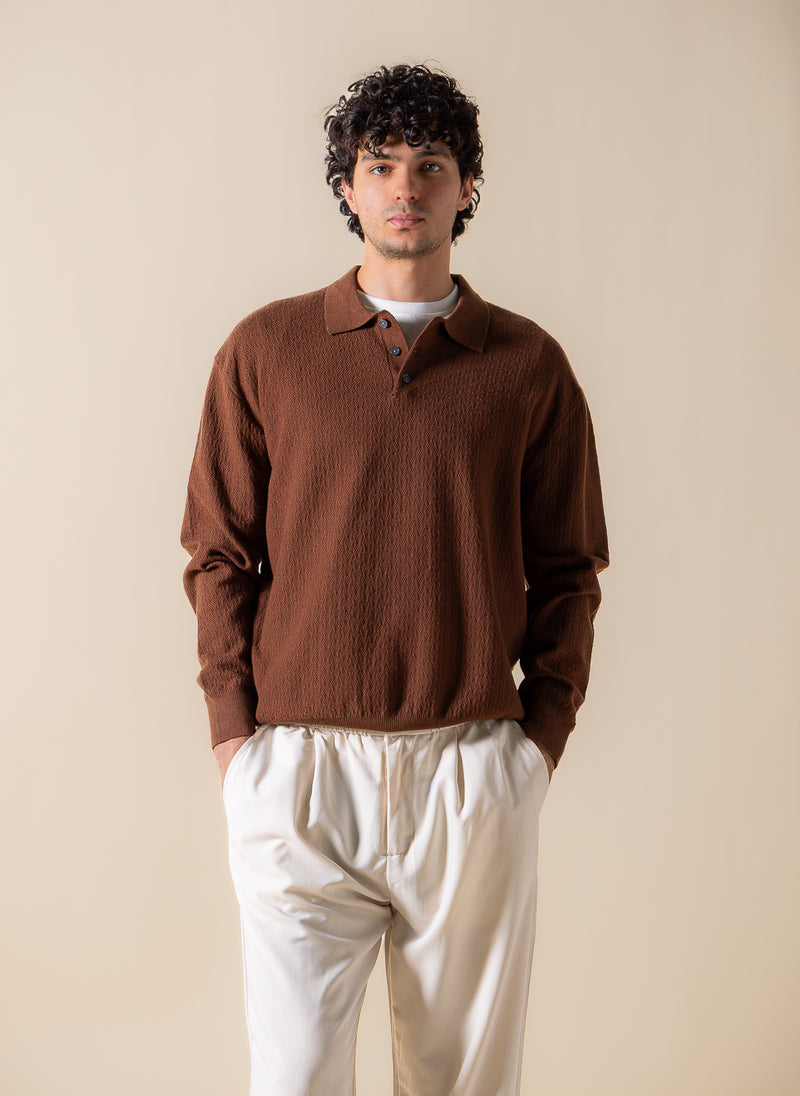 TEXTURED POLO SWEATSHIRT