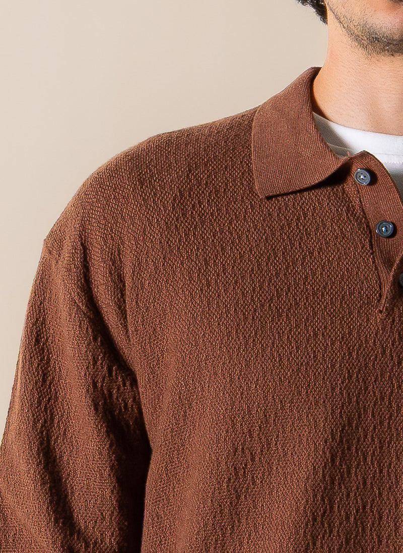 TEXTURED POLO SWEATSHIRT