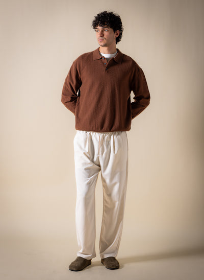 TEXTURED POLO SWEATSHIRT