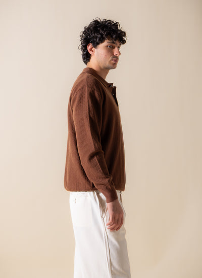 TEXTURED POLO SWEATSHIRT