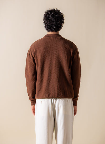 TEXTURED POLO SWEATSHIRT