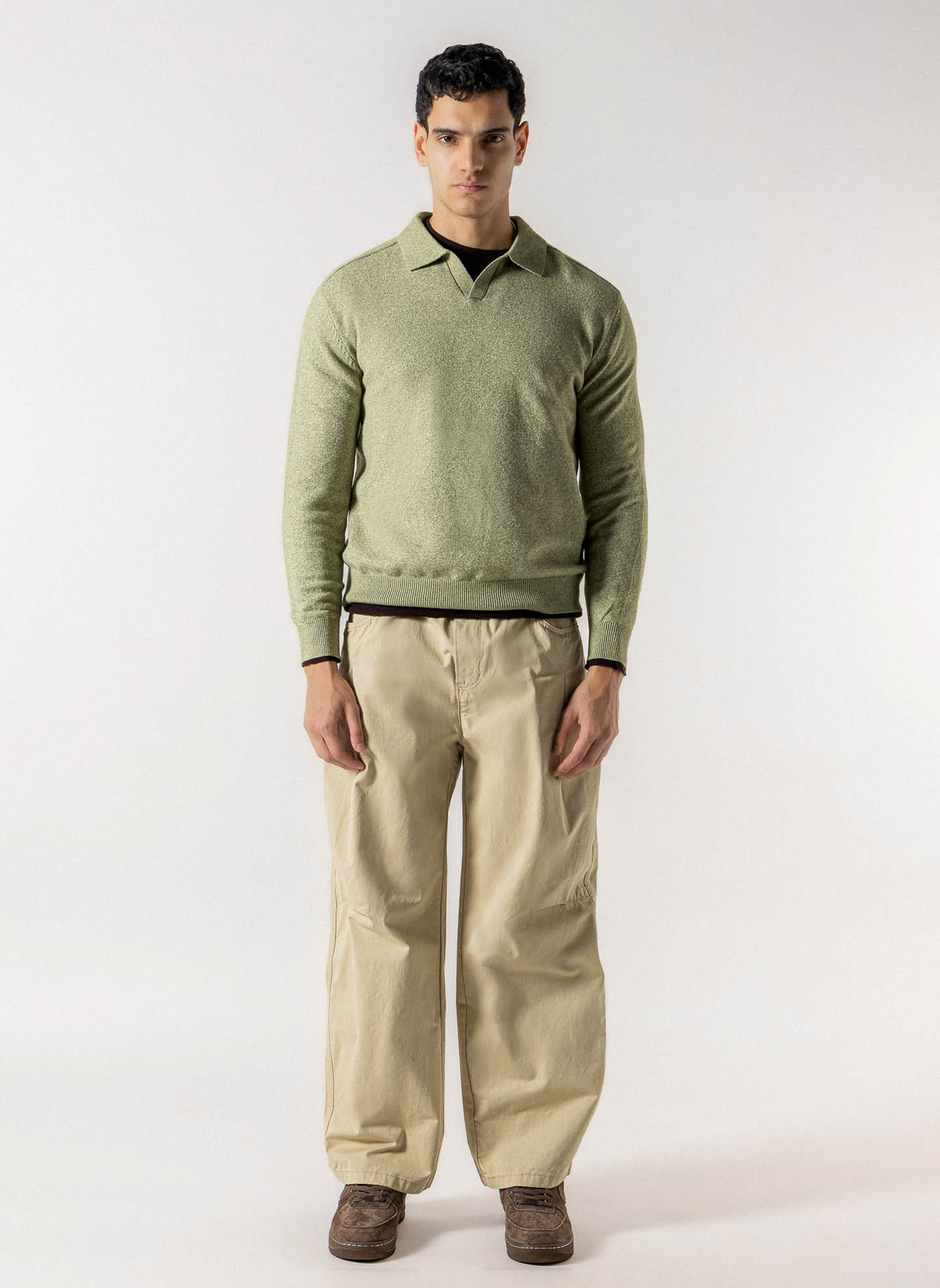 PLEATED WIDE-LEG UTILITY TROUSERS