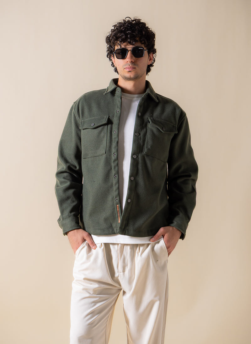 SUEDE DETAILED OVER SHIRT