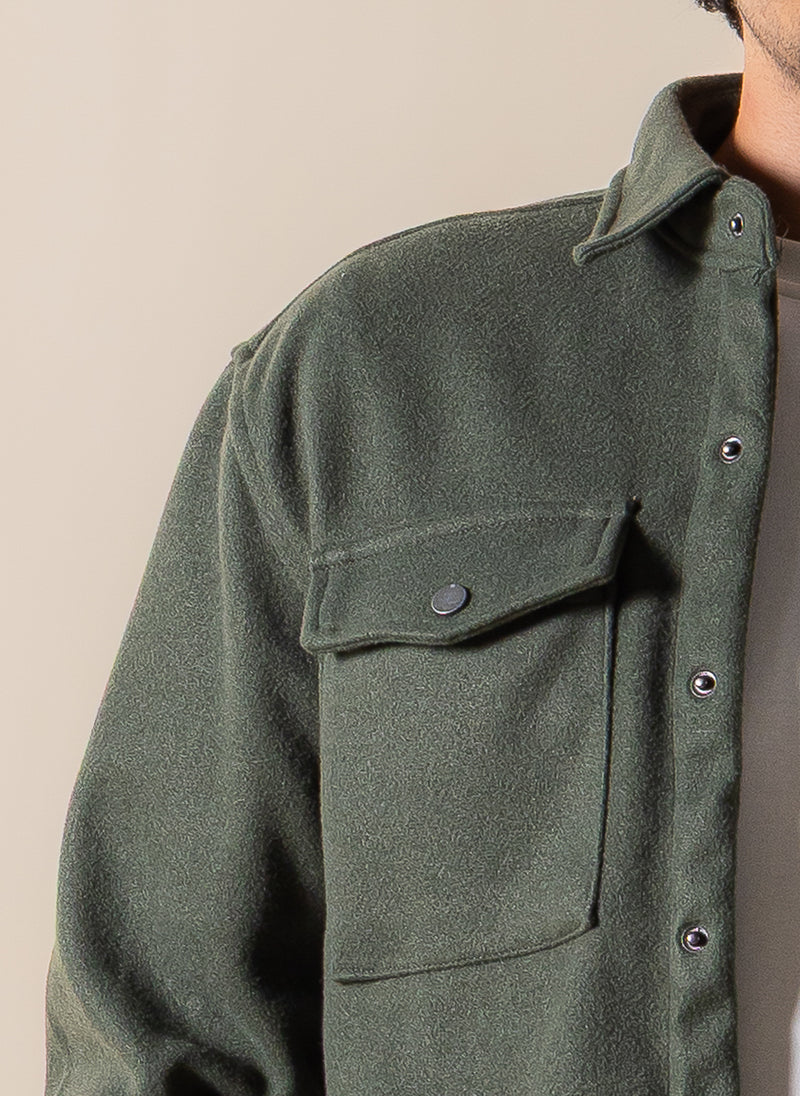 SUEDE DETAILED OVER SHIRT