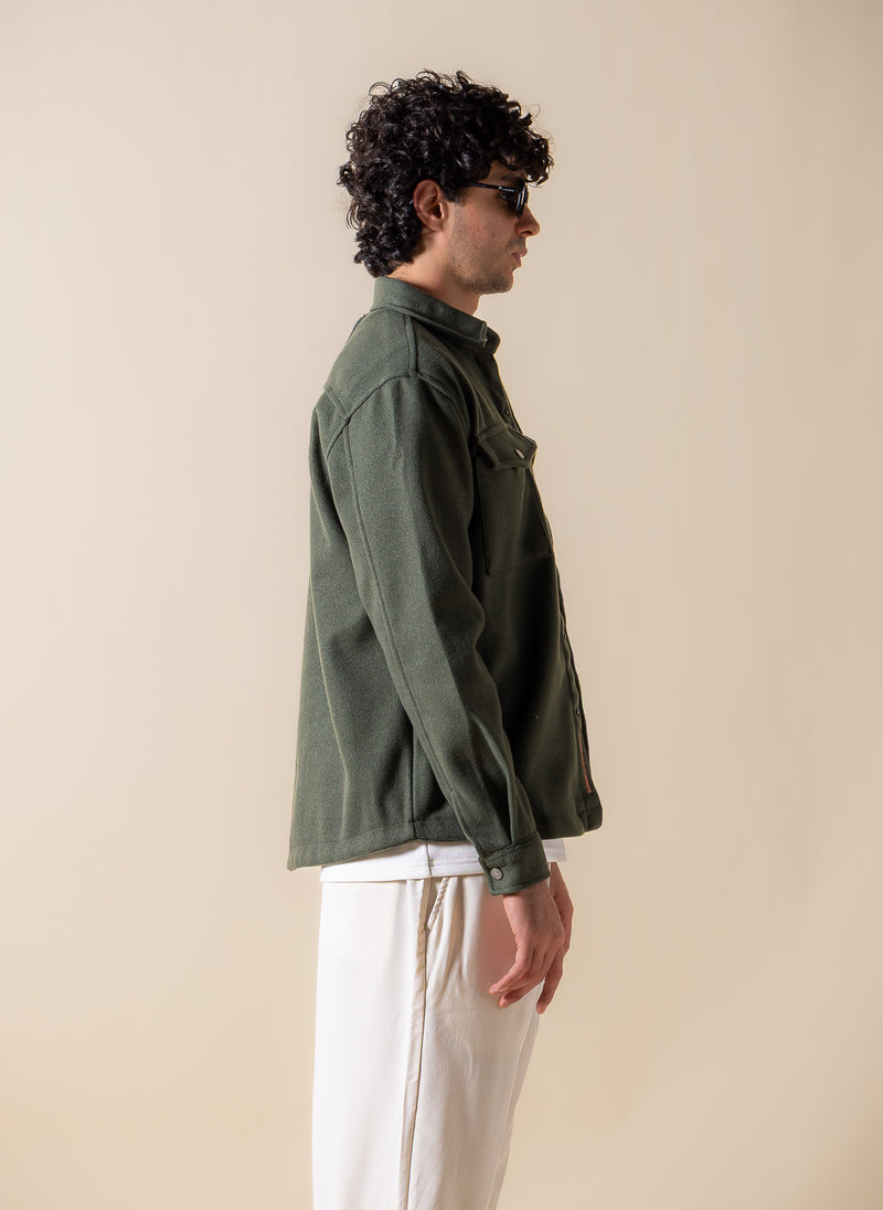 SUEDE DETAILED OVER SHIRT