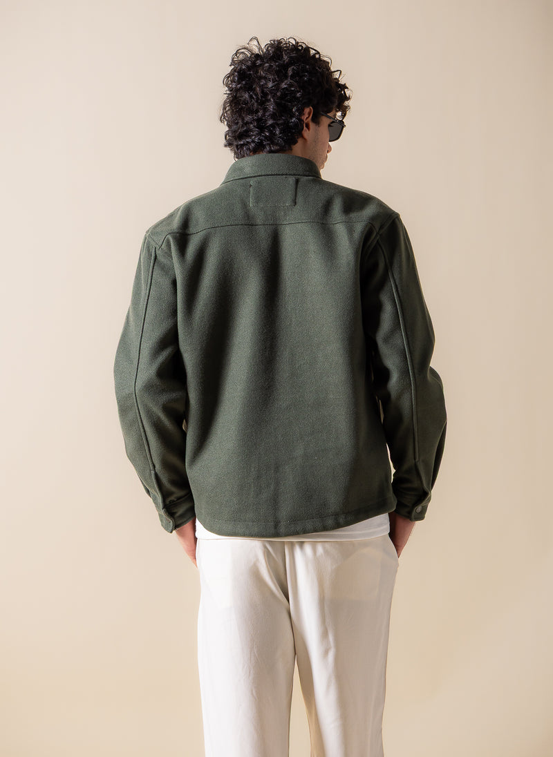 SUEDE DETAILED OVER SHIRT