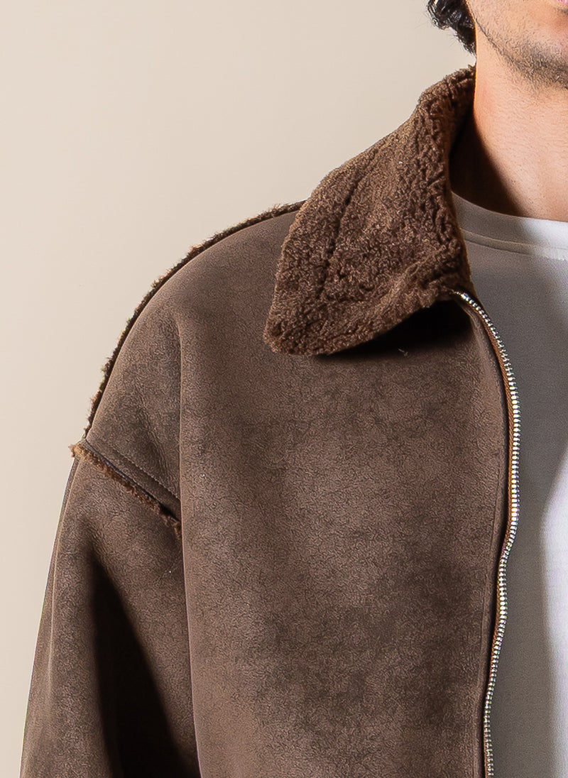 FAUX FUR ZIP-UP JACKET