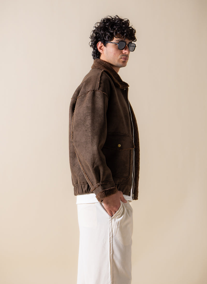 FAUX FUR ZIP-UP JACKET