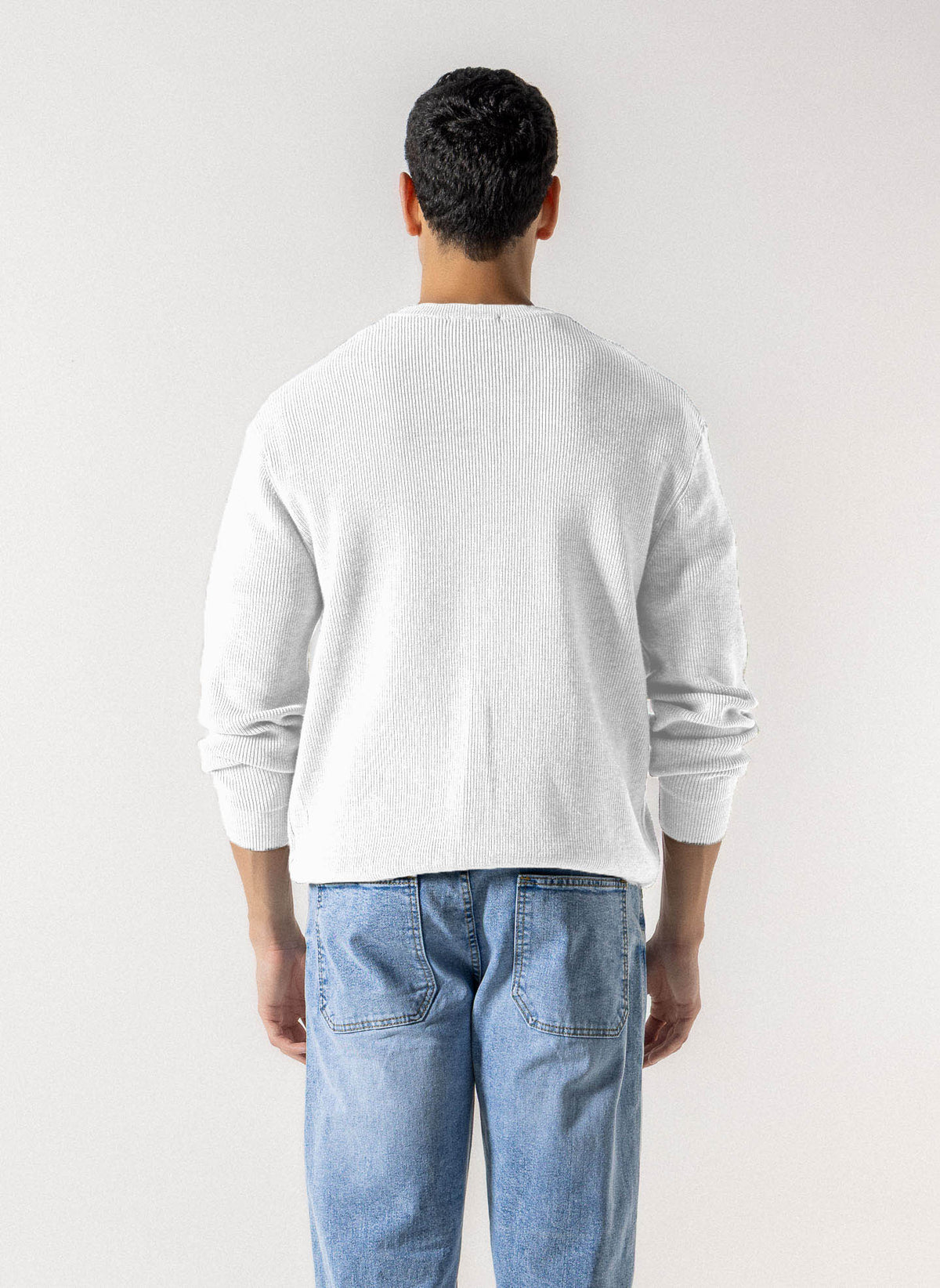 RIBBED HENLEY KNIT SWEATER
