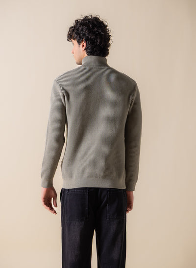 RIBBED HIGH-NECK SWEATER